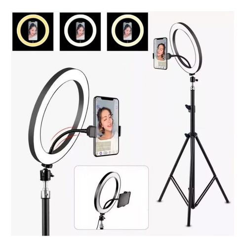 Aro De Luz Led 26cm+soporte Celular+trípode 2.10 M +20 Kn95