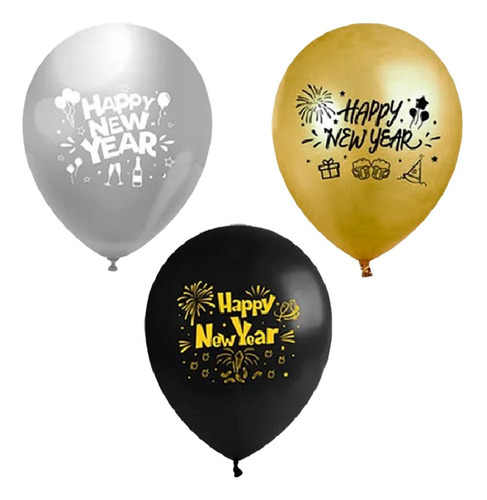 Globos Para Fiesta De Fin De Año, Mxnyv-004, 4 Kits, 10 Glob Color Multicolor NewDecorBall