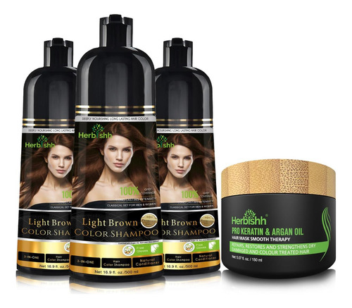 Herbishh Ultimate Grey Hair Color Shampoo Kit (3 Champús De