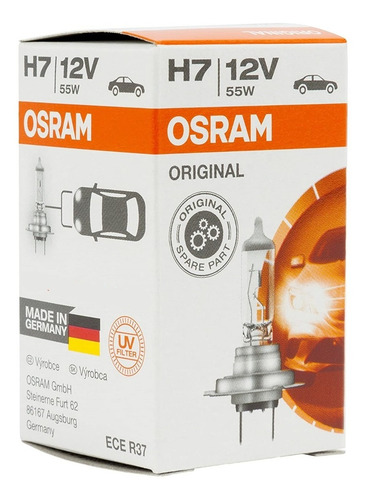 Imagem 2 de 7 de Lampada H7 Osram 12v 55w Original Luz Farol Fabrica Alemanha