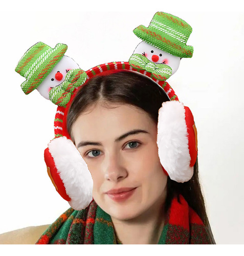 Orejeras De Felpa Navideñas, Vestido Navideño, Diadema, Rojo