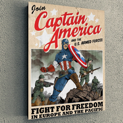 Cuadro De Pelicula Superheroe Capitan America Vintage