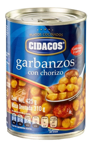 Garbanzos Con Chorizo Cidacos Lata 425g