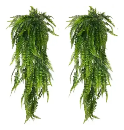 2 Pendentes De Samambaia Cheia Toque Real Folhagem Jardim Verde