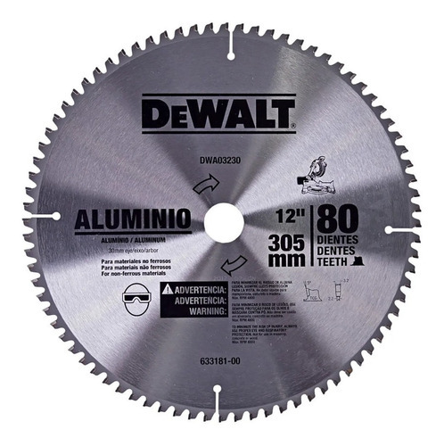 Disco De Sierra Dewalt Dwa03230 12 PuLG 80t Para Aluminio Color Gris