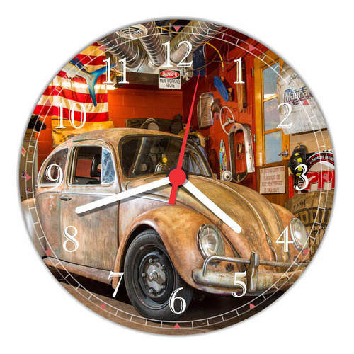 Relógio De Parede Carros Vintage Fusca Retrô Garagem