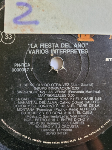 Lisandro Meza Y Otros Fiesta Del Año Vinilo Lp Comp Cumbia 