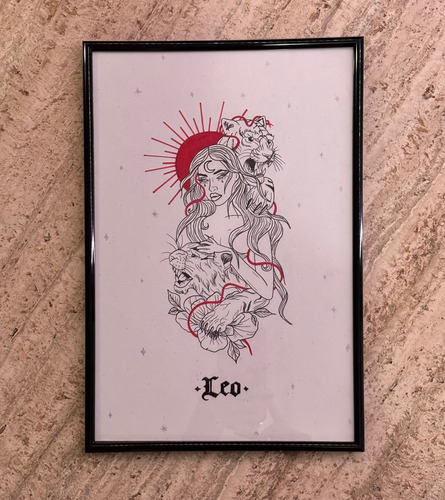 Cuadro Ilustrado Signo Leo Zodiaco