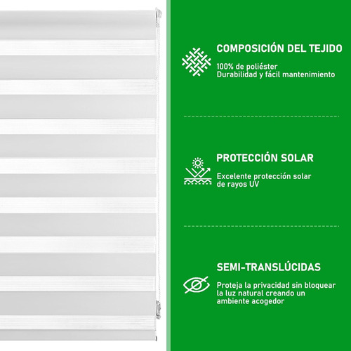 Persiana Doble Capa Con Diseño De Cebra Enrollable 100x180