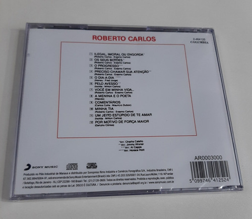 CD ilegal, inmoral o gordo de Roberto Carlos. 1976, sellado