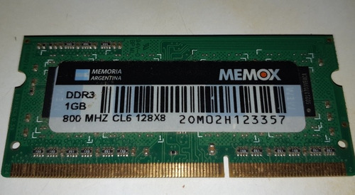 Memoria Sodim Dd3 1 Gb 800 Mhz Laptop