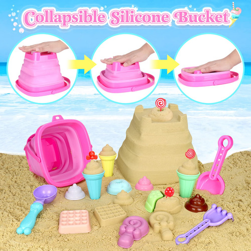 Set De Juguetes De Playa Con Cubeta Plegable Para Niños