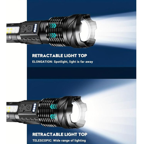 Linterna De Alta Luminosidad Con Recargable Por Usb, Haz De