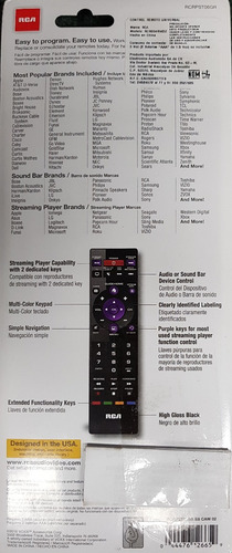 Control Remoto Universal 6 Disp. Con Streaming Media Rca