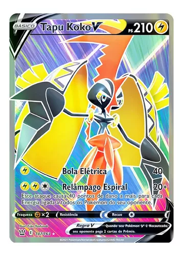 Original Carta Pokemon Lendaria ultra rara Tapu Koko V em Promoção