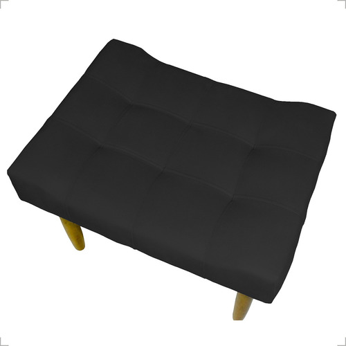Puff Decorativo Retangular Requinte Pé Palito Suede Bege Cor Preto