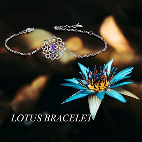Imagen 5 de 5 de Pulsera Flor De Loto Siete Chakras Plata 925 Regalo Mujer