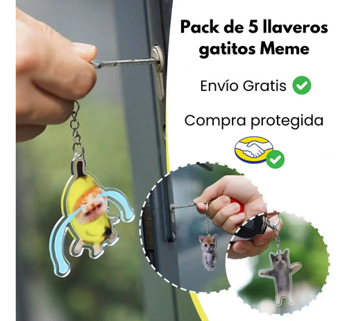 Llavero Meme Gato Banana Cat Llorando Happy Pana Miguel 5pz