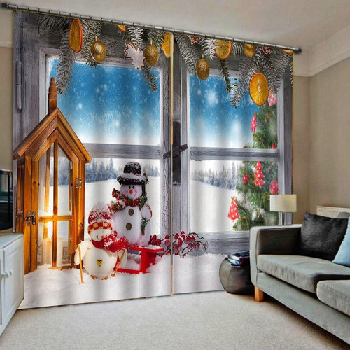 Cortinas Opacas De Impresas Digital Tema Navidad Para Sala