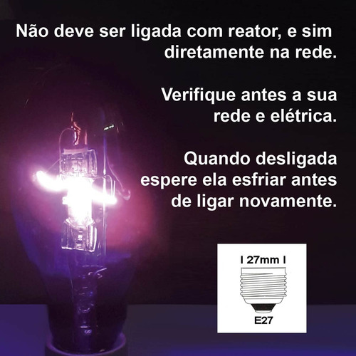 Imagem 5 de 8 de Lâmpada Luz Negra 80w Berinjela 220v/110v Soquete E27 Mista