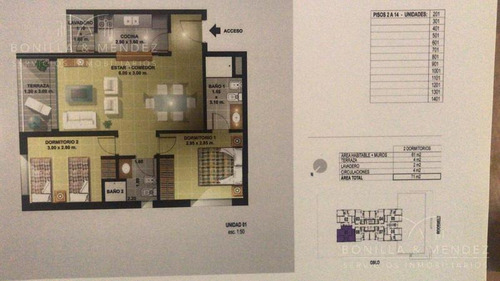 Jardines De La Sierra, 2 Dorm, 2 Baños , Cocina Americana, Balcón, Garage En Sub Suelo