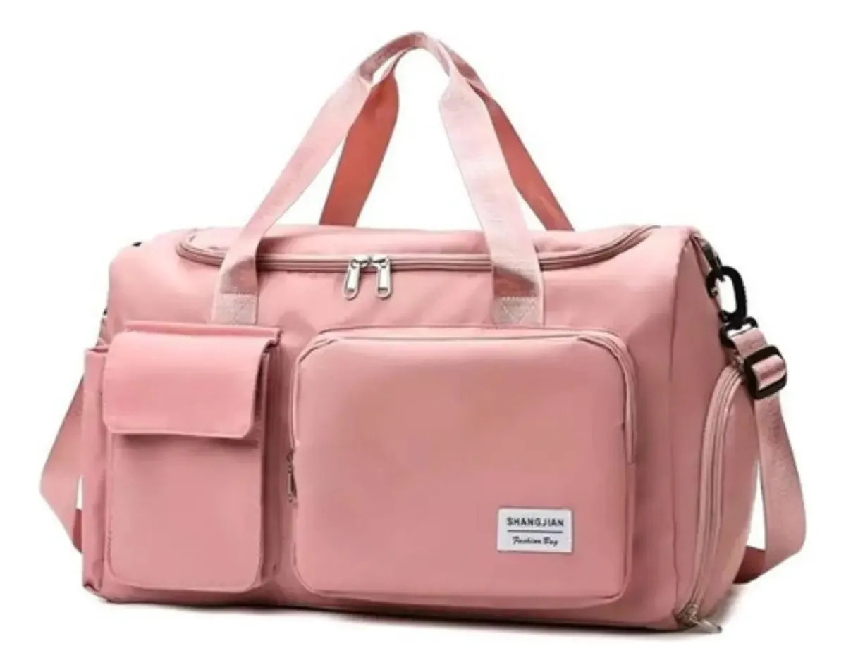 Bolsa Mala Feminina E Masculina Para Viagem Academia Tenis Cor Rosa Lisa