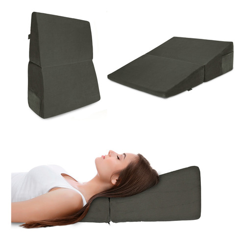 Almohada De Cuña Piernas Y Cuello De Espuma De Alta Densidad Color Gris Oscuro