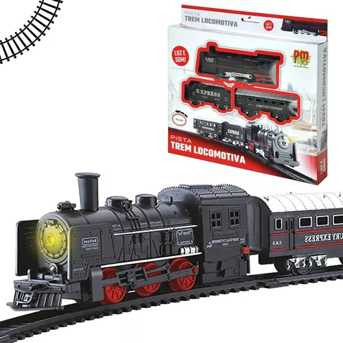 Trem Brinquedo Locomotiva Infantil 14 Peças Menino Inmetro Cor