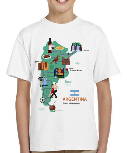 Remera De Niño Argentina Mapa Cultura