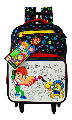 Imagem 3 de 10 de Mochila Gato Galáctico + Kit Lancheira + Estojo Youtuber