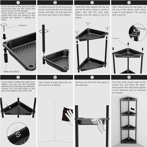 Odesign Soporte De Esquina Para Ducha De 4 Niveles, Estante