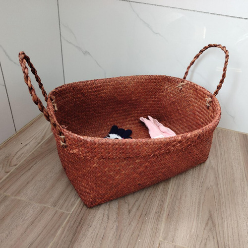Cesta De Almacenamiento Tejida, Cesta Decorativa, Café
