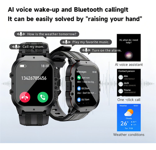 Funda impermeable para reloj inteligente Lemfo C26 con Bluetooth Call, color negro y azul