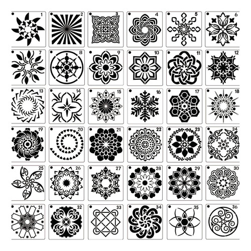 Paquete De 36 Plantillas De Mandala Con Puntos Para Dibujar