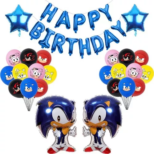 Decorações de festa de aniversário temáticas Sonic The Hedgehog – balões de  hélio Sonic The Hedgehog, balões para artigos de festa Sonic The Hedgehog  para crianças e chá de bebê