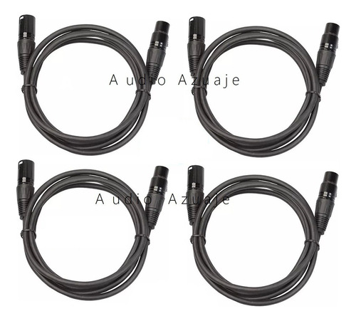 Combo De 4 Cables Profesional, Xlr - Xlr Balanceado 1 Metro