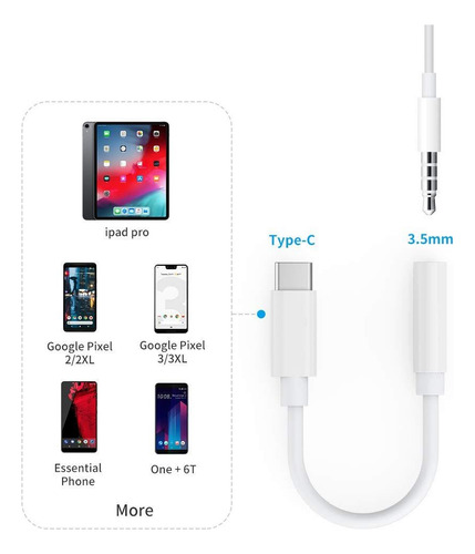 Conector Auriculares De Audio 3,5 Hembra A Conector Tipo C