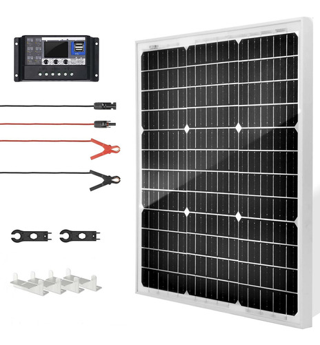 Kit Panel Solar Monocristalino 50 12v Controlador Pwm 30