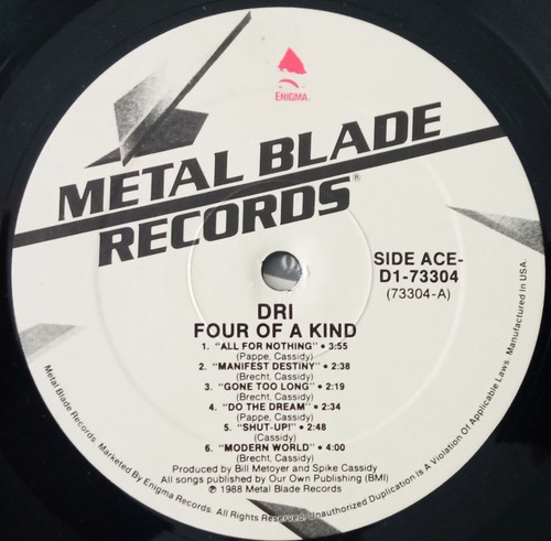 D.r.i. - 4 Of A Kind Primera Edición Usa * Anthrax * (Usado)