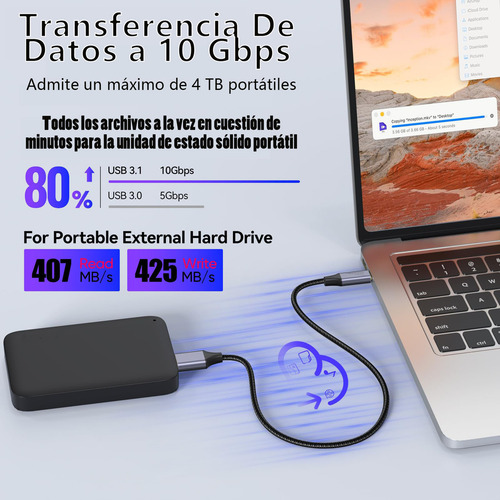 Gitifo Cable Usb C A Micro B 3.1 5 Gb 3a Para Discos-Duros 0.5 Metros F30164-b