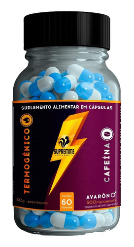 Suplemento Termo Cafeína E Açaí Pré Treino Disposição 60caps