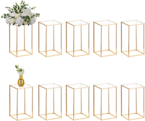 Nuptio 10 Piezas Florero Dorado Soporte De Columna De Metal 