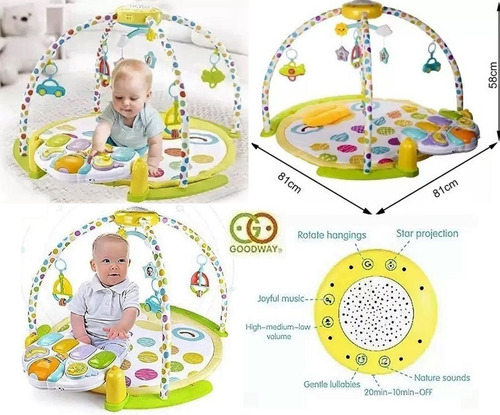 Imagen 4 de 7 de Gimnasio Bebe Manta Didactica Piano Proyector Luces Sonajero