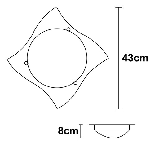 Lampara De Techo Luz Ideal, Plafón Pañuelo Negro. Circulos