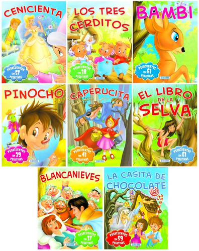 Pegacuentos X8u. Libros Infantiles Clásicos Con Pegatinas. 
