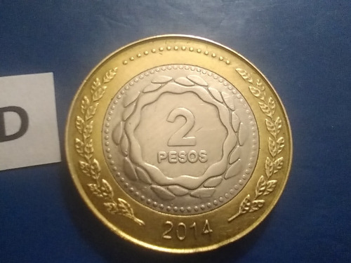 Moneda Argentina Año 2014 De Dos 2 Pesos Sc Solcito