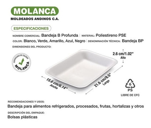 Imagen 2 de 2 de Bandeja Tipo B Profunda - Empaque De 50 Unidades