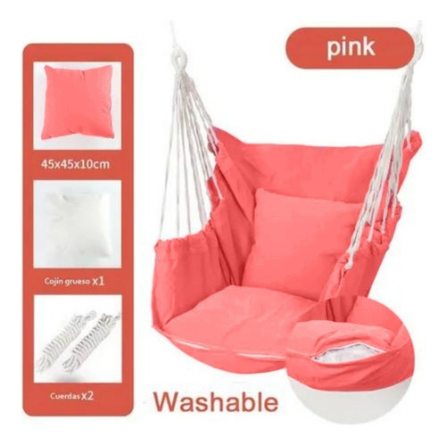 Silla Hamaca Colgante De Columpio Exteriores E Interiores Color Rosa