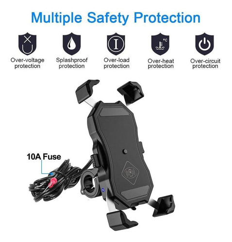 Suporte Celular Com Carregador Por Indução E Usb Para Moto