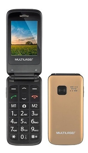 Celular Multilaser Flip Vita Cam Fm Mp3 Dourado - P9043